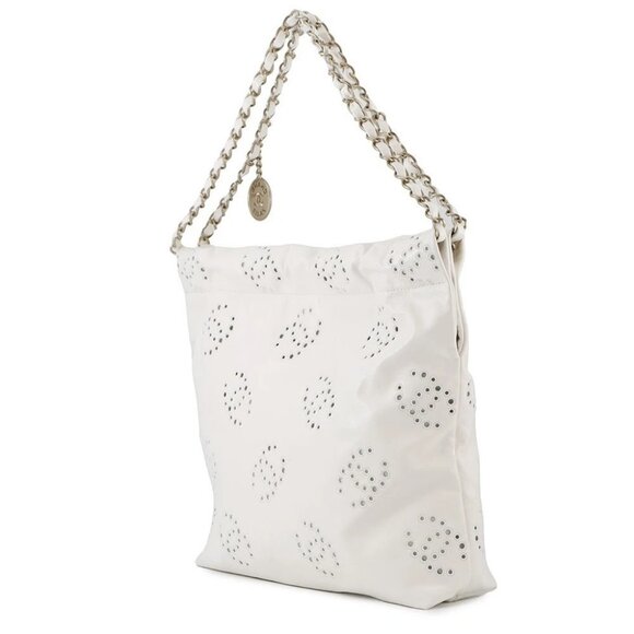 CHANEL CHANEL22 ChainShoulder Bag Punching Size Small Shiny Calf Leather Whi - Picture 3 of 13